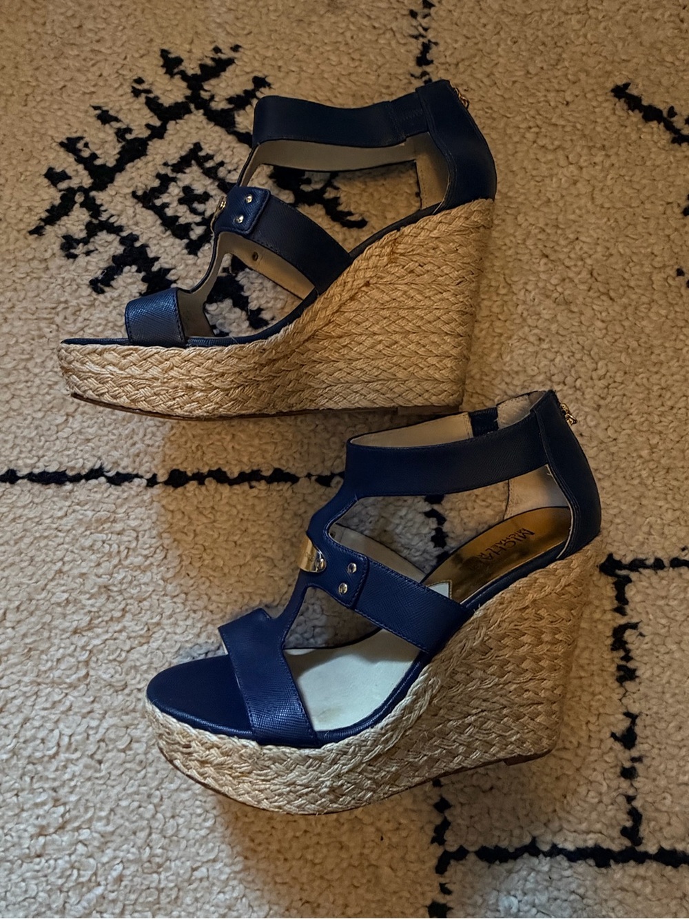 Michael Kors Navy Espadrille Wedge Sandals